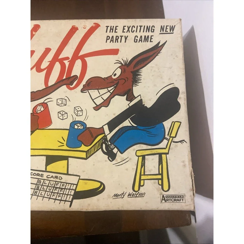 Vintage 1963 Play Bluff Dice Party Game Saalfield Artcraft Liar's Poker Complete